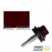 Купить Саморез со сверлом по металлу 4,8х19 мм RAL 3005 c EPDM шайбой, уп.(250 шт.)
