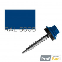 Купить Саморез со сверлом по дереву 4,8х35 мм RAL 5005 c EPDM шайбой, уп.(250 шт.)