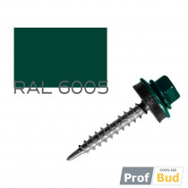 Купить Саморез со сверлом по дереву 4,8х35 мм RAL 6005 c EPDM шайбой, уп.(250 шт.)