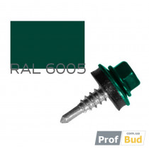 Купить Саморез со сверлом по металлу 4,8х19 мм RAL 6005 c EPDM шайбой, уп.(250 шт.)