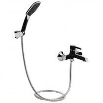 Купить Смеситель для ванны Qtap Grand (c душевым гарнитуром) QTGRABCR006 Chrome/Black