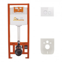 Купить Набор инсталляция 4 в 1 Qtap Nest ST с круглой панелью смыва QT0133M425V1164GW