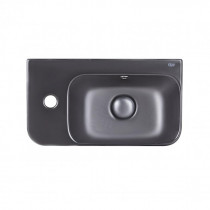 Купить Раковина Qtap Tern 450х260х155 Matt black с донным клапаном QT17115117LMB