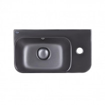 Купить Раковина Qtap Tern 450х260х155 Matt black с донным клапаном QT17115117RMB