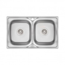 Купити Кухонна мийка з двома чашами Lidz 7948 0,8 мм Micro Decor (LIDZ7948MDEC08)