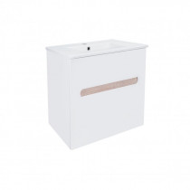 Купить Комплект Qtap Virgo 600х580х437 White/Whitish oak тумба підвісна + раковина урізна  QT1872TPА6013060CW