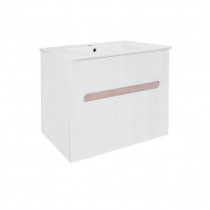 Купити Комплект Qtap Virgo 700х580х437 White/Whitish oak тумба підвісна + раковина урізна  QT1872TPА7013070CW