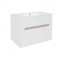 Купити Комплект Qtap Virgo 800х580х437 White/Whitish oak тумба підвісна + раковина урізна  QT1872TPА8013080CW