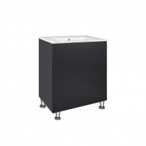 Купить Комплект Qtap Tern 600х725х437 Matt black тумба напольная + раковина врезная QT1771TNL6023060CMB