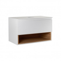 Купить Тумба подвесная Qtap Robin 800х480х470 White/Whitish oak со столешницей QT1379TPН8001WWO