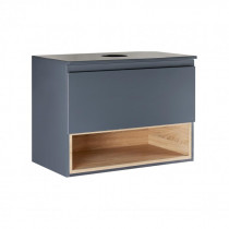 Купить Тумба подвесная Qtap Robin 600х476х437 Graphite/Whitish oak со столешницей QT1379TPН6002GWO