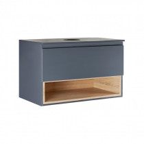 Купити Тумба підвісна Qtap Robin 700х476х437 Graphite/Whitish oak зі стільницею QT1379TPН7002GWO