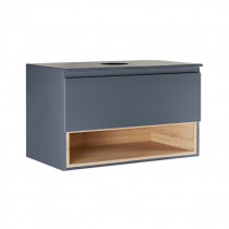 Купить Тумба подвесная Qtap Robin 800х476х470 Graphite/Whitish oak со столешницей QT1379TPН8002GWO