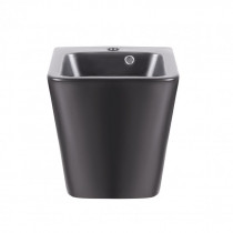 Купить Раковина подвесная моноблок Qtap Tern 370х410х400 Matt black с донным клапаном QT1711G808MB