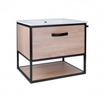 Купить Комплект Qtap Taurus 600х580х437 Whitish oak тумба подвесная + раковина врезная QT2472TPT603WO