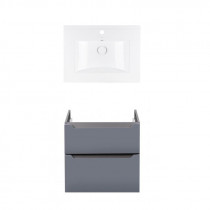 Купить Комплект Qtap тумба подвесная Scorpio 600х585х460 мм Graphite + раковина врезная Albatross QT71SC43977