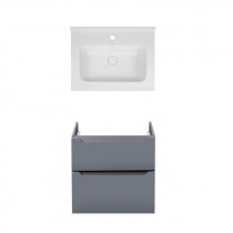 Купить Комплект Qtap тумба подвесная Scorpio 600х585х460 мм Graphite + раковина врезная Albatross 01 QT71SC43978