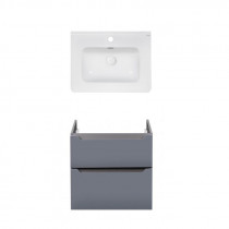Купити Комплект Qtap тумба підвісна Scorpio 600х585х460 мм Graphite + раковина урізна Albatross 9H QT71SC43979