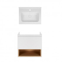 Купить Комплект Qtap тумба підвісна Robin 600х580х437 мм White/Whitish oak + раковина урізна Albatross 01 QT71RO43992