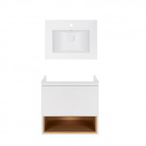 Купить Комплект Qtap тумба підвісна Robin 600х580х437 мм White/Whitish oak + раковина урізна Albatross E QT71RO43994