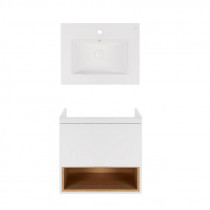 Купити Комплект Qtap тумба підвісна Robin 600х580х437 мм White/Whitish oak + раковина урізна Albatross New QT71RO43995