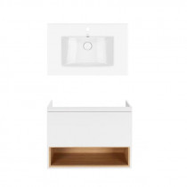 Купити Комплект Qtap тумба підвісна Robin 700х580х437 мм White/Whitish oak + раковина урізна Albatross QT71RO43996