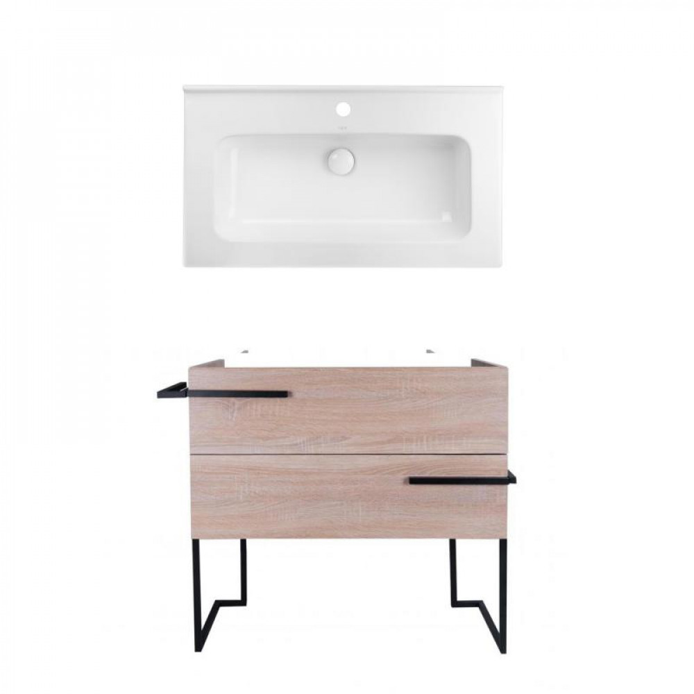 Купити Комплект Qtap тумба підлогова Taurus 800х800х437 мм Whitish oak + раковина урізна Albatross 01 QT71TA44014