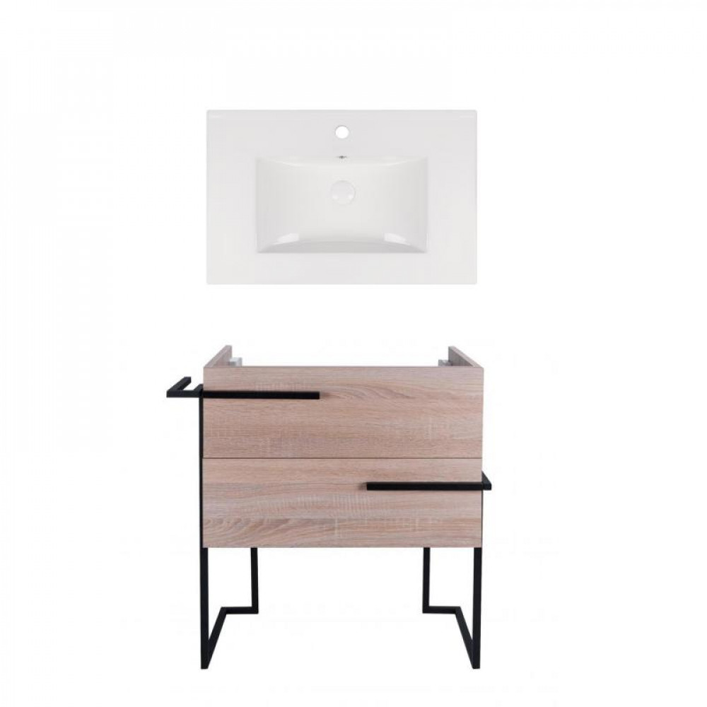 Купити Комплект Qtap тумба підлогова Taurus 700х800х437 мм Whitish oak + раковина урізна Albatross New QT71TA44020