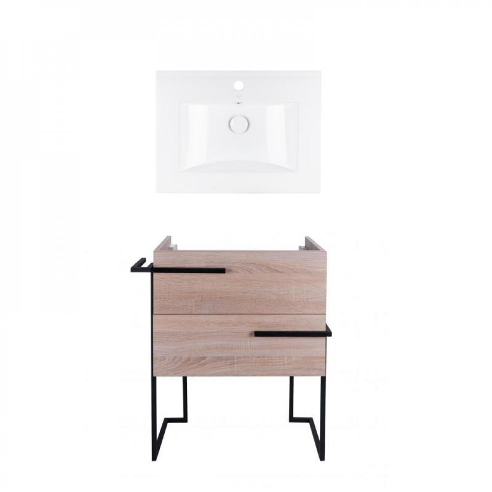 Купить Комплект Qtap тумба напольная Taurus 600х800х437 мм Whitish oak + раковина врезная Albatross QT71TA44021
