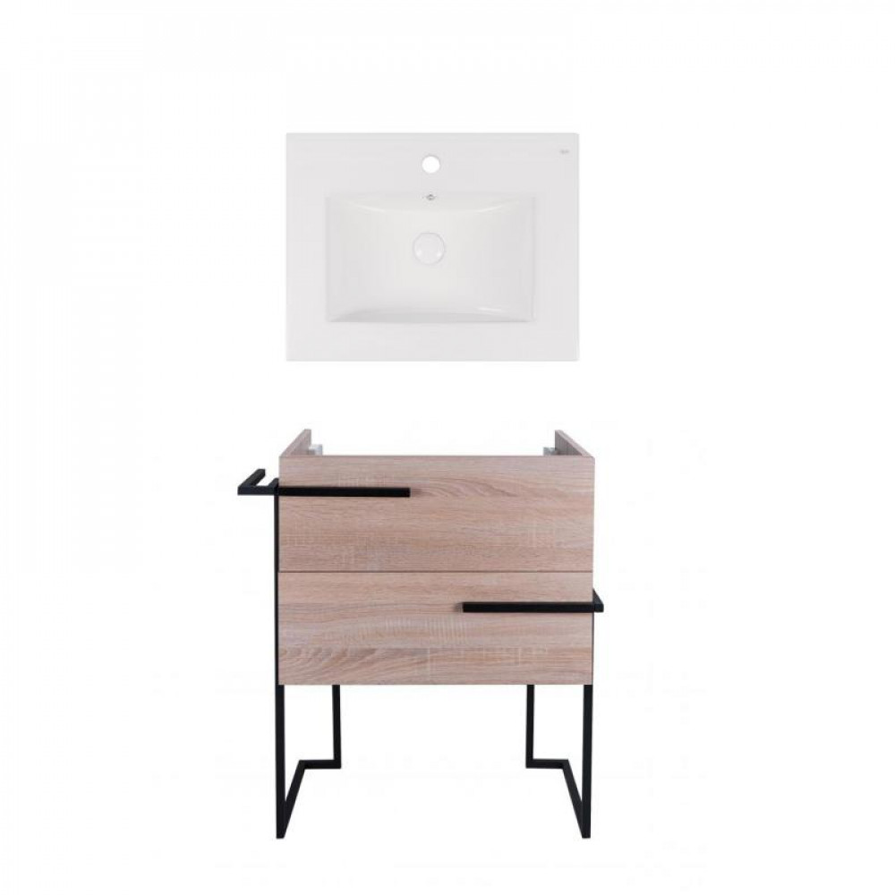 Купить Комплект Qtap тумба напольная Taurus 600х800х437 мм Whitish oak + раковина врезная Albatross New QT71TA44025