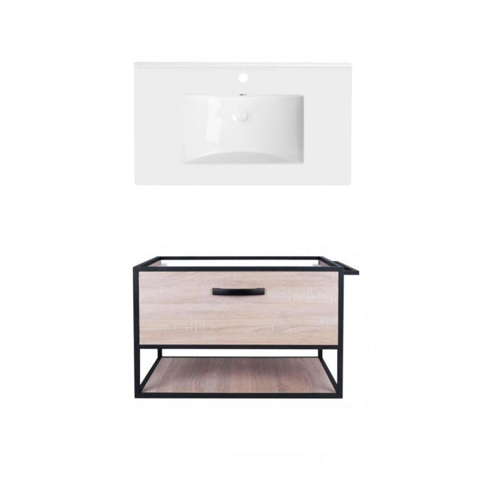 Купити Комплект Qtap тумба підвісна Taurus 800х580х437 мм Whitish oak + раковина врезная Albatross QT71TA44026