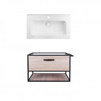 Купить Комплект Qtap тумба подвесная Taurus 800х580х437 мм Whitish oak + раковина врезная Albatross 01 QT71TA44027