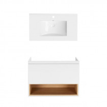 Купити Комплект Qtap тумба підвісна Robin 800х580х437 мм White/Whitish oak + раковина урізна Albatross QT71RO44035