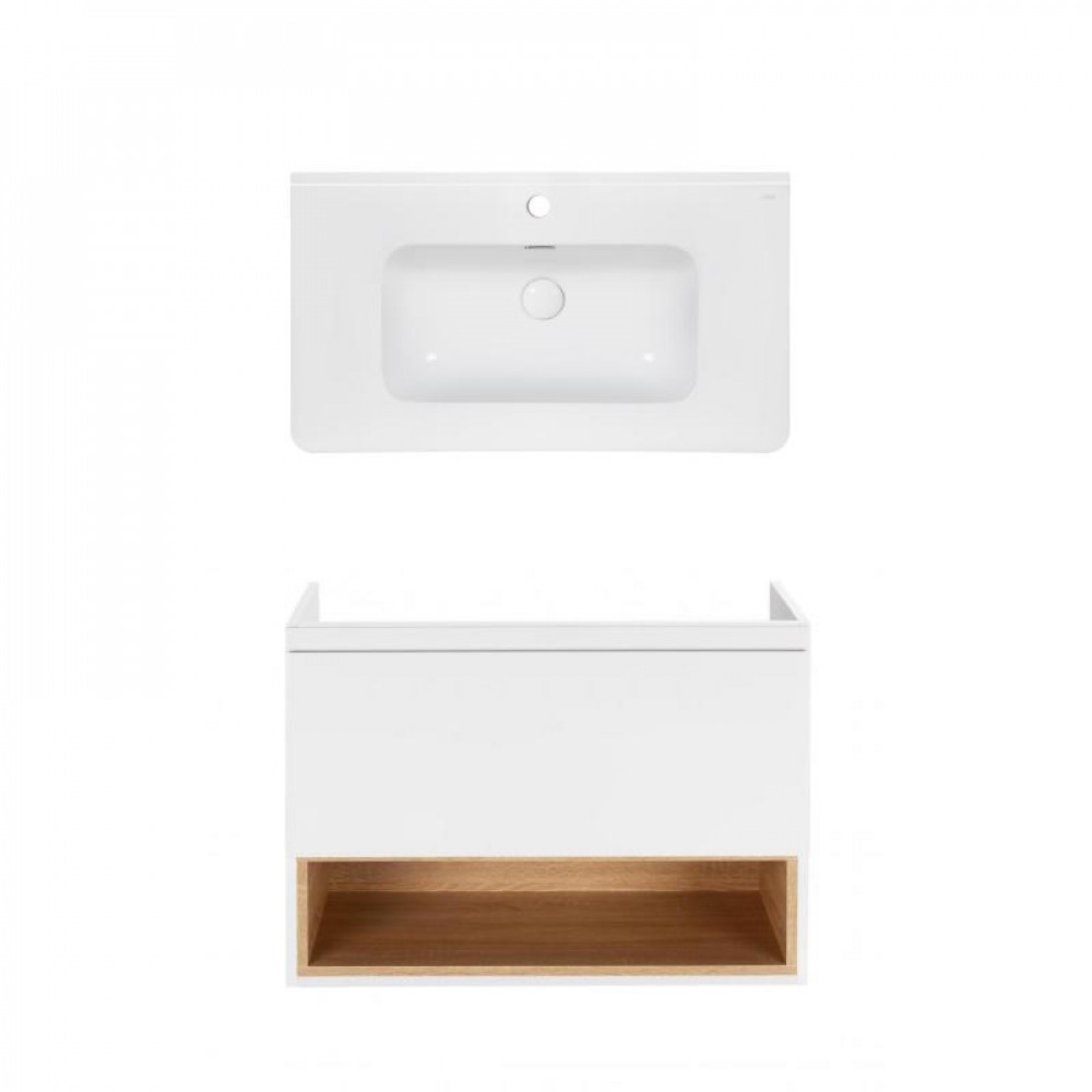 Купити Комплект Qtap тумба підвісна Robin 800х580х437 мм White/Whitish oak + раковина урізна Albatross 9H QT71RO44038