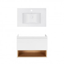 Купить Комплект Qtap тумба подвесная Robin 800х580х437 мм White/Whitish oak + раковина врезная Albatross E QT71RO44039