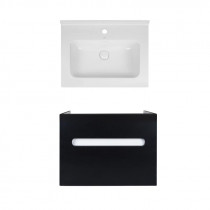 Купить Комплект Qtap тумба подвесная Virgo 600х580х437 мм Black/White + раковина врезная Albatross 01 QT71V44058