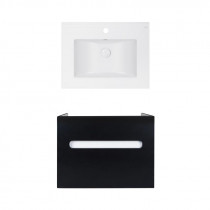 Купить Комплект Qtap тумба подвесная Virgo 600х580х437 мм Black/White + раковина врезная Albatross E QT71V44060