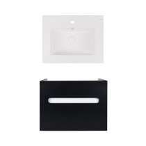 Купить Комплект Qtap тумба подвесная Virgo 600х580х437 мм Black/White + раковина врезная Albatross New QT71V44061