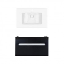 Купити Комплект Qtap тумба підвісна Virgo 700х580х437 мм Black/White + раковина урізна Albatross QT71V44062