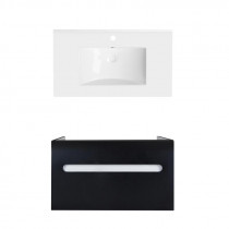 Купить Комплект Qtap тумба подвесная Virgo 800х580х437 мм Black/White + раковина врезная Albatross QT71V44065