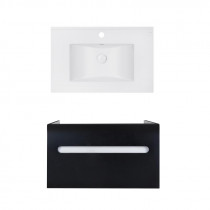 Купить Комплект Qtap тумба подвесная Virgo 800х580х437 мм Black/White + раковина врезная Albatross E QT71V44068