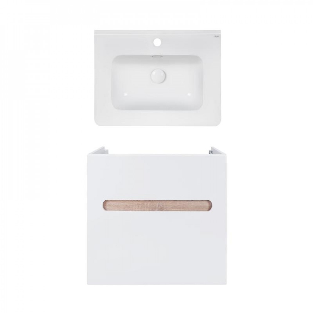 Купити Комплект Qtap тумба підвісна Virgo 600х580х437 мм White/Whitish oak + раковина урізна Albatross 9H QT71V44072