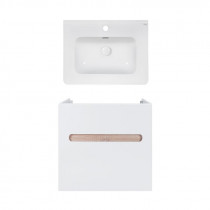 Купить Комплект Qtap тумба подвесная Virgo 600х580х437 мм White/Whitish oak + раковина врезная Albatross 9H QT71V44072