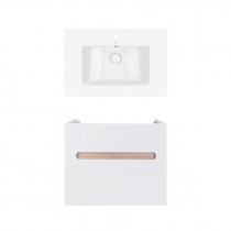Купить Комплект Qtap тумба подвесная Virgo 700х580х437 мм White/Whitish oak + раковина врезная Albatross QT71V44075