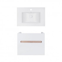 Купити Комплект Qtap тумба підвісна Virgo 700х580х437 мм White/Whitish oak + раковина урізна Albatross E QT71V44076