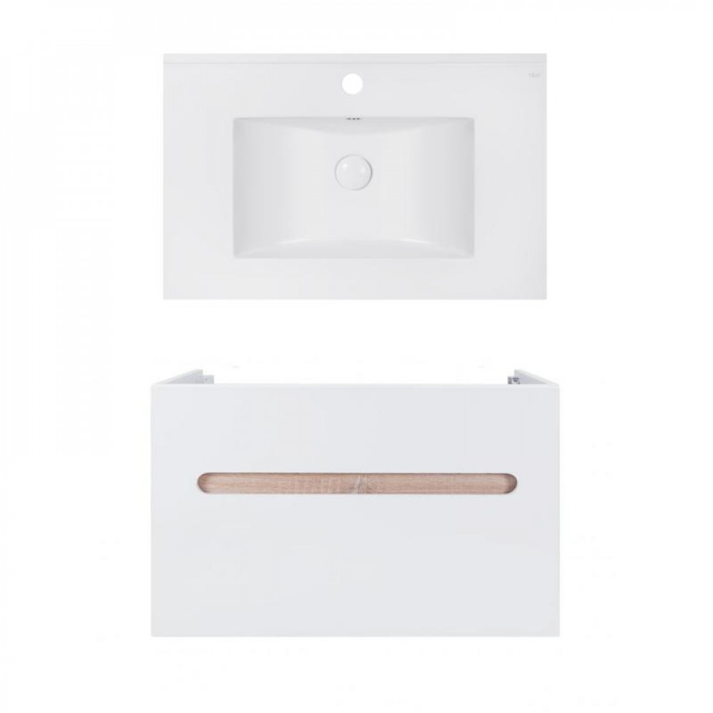 Купити Комплект Qtap тумба підвісна Virgo 800х580х437 мм White/Whitish oak + раковина урізна Albatross E QT71V44082