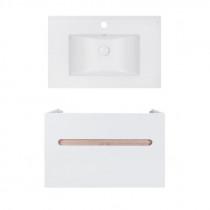 Купить Комплект Qtap тумба подвесная Virgo 800х580х437 мм White/Whitish oak + раковина врезная Albatross E QT71V44082