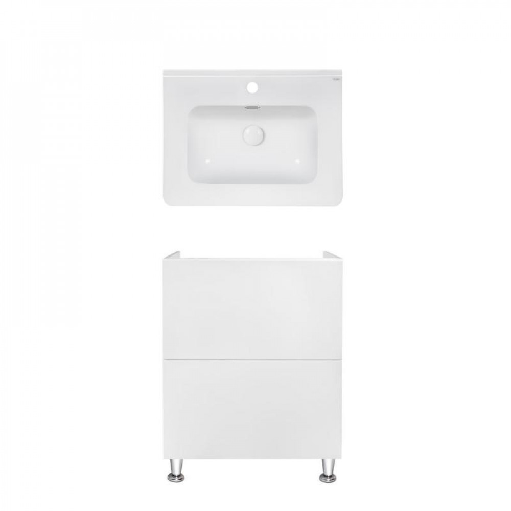 Купить Комплект Qtap тумба напольная Tern 600х725х437 мм White + раковина врезная Albatross 9H QT71TE44086