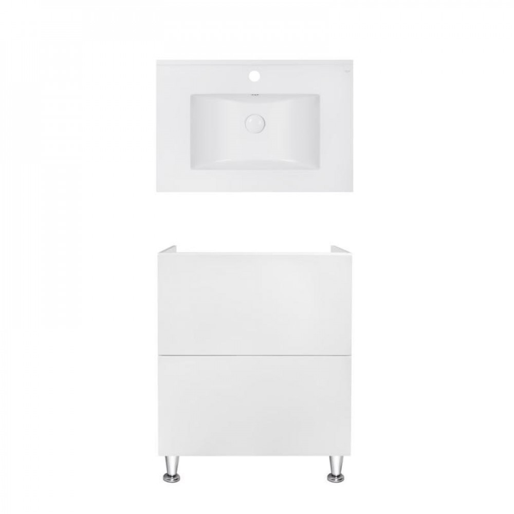 Купить Комплект Qtap тумба напольная Tern 700х725х437 мм White + раковина врезная Albatross E QT71TE44090