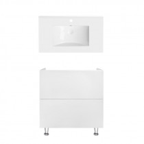 Купить Комплект Qtap тумба напольная Tern 800х725х437 мм White + раковина врезная Albatross QT71TE44092